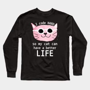 Cat Loving Coder Long Sleeve T-Shirt